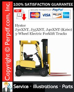 Hyster J30XNT, J35XNT, J40XNT (K160) 3-Wheel Electric Forklift Trucks Parts Manual