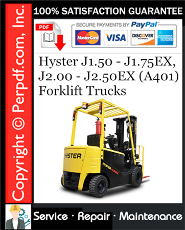 Hyster J1.50 - J1.75EX, J2.00 - J2.50EX (A401) Forklift Trucks Service Repair Manual