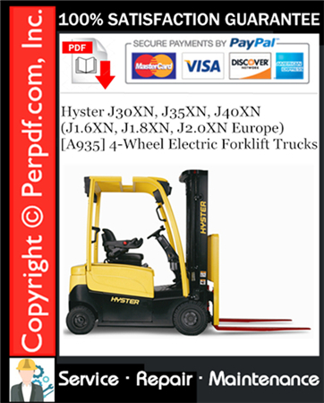 Hyster J30XN, J35XN, J40XN (J1.6XN, J1.8XN, J2.0XN Europe) [A935] 4-Wheel Electric Forklift Trucks