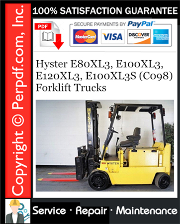 Hyster E80XL3, E100XL3, E120XL3, E100XL3S (C098) Forklift Trucks Service Repair Manual
