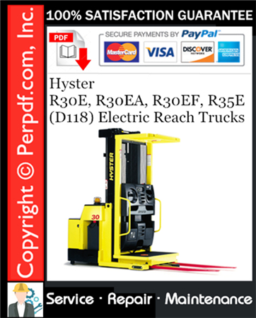 Hyster R30E, R30EA, R30EF, R35E (D118) Electric Reach Trucks Service Repair Manual