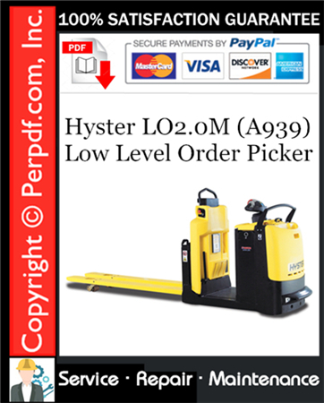 Hyster LO2.0M (A939) Low Level Order Picker Service Repair Manual