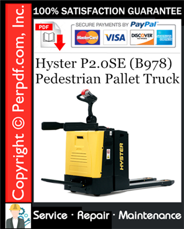 Hyster P2.0SE (B978) Pedestrian Pallet Truck Service Repair Manual