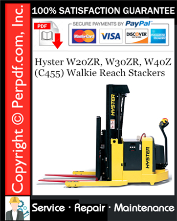 Hyster W20ZR, W30ZR, W40Z (C455) Walkie Reach Stackers Service Repair Manual