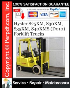 Hyster S25XM, S30XM, S35XM, S40XMS (D010) Forklift Trucks Service Repair Manual