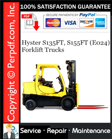 Hyster S135FT, S155FT (E024) Forklift Trucks Service Repair Manual