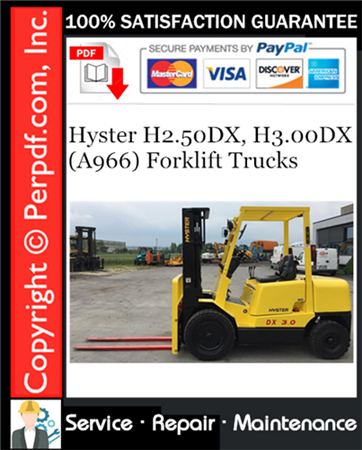 Hyster H2.50DX, H3.00DX (A966) Forklift Trucks Service Repair Manual