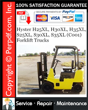 Hyster H25XL, H30XL, H35XL, S25XL, S30XL, S35XL (C001) Forklift Trucks Service Repair Manual