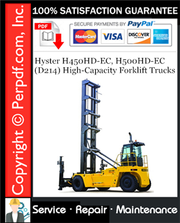 Hyster H450HD-EC, H500HD-EC (D214) High-Capacity Forklift Trucks Service Repair Manual