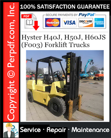 Hyster H40J, H50J, H60JS (F003) Forklift Trucks Service Repair Manual