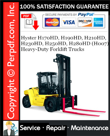 Hyster H170HD, H190HD, H210HD, H230HD, H250HD, H280HD (H007) Heavy-Duty Forklift Trucks