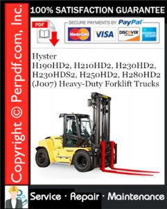 Hyster H190HD2, H210HD2, H230HD2, H230HDS2, H250HD2, H280HD2 (J007) Heavy-Duty Forklift Trucks