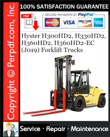 Hyster H300HD2, H330HD2, H360HD2, H360HD2-EC (J019) Forklift Trucks Service Repair Manual