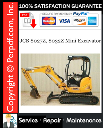 JCB 8027Z, 8032Z Mini Excavator Service Repair Manual