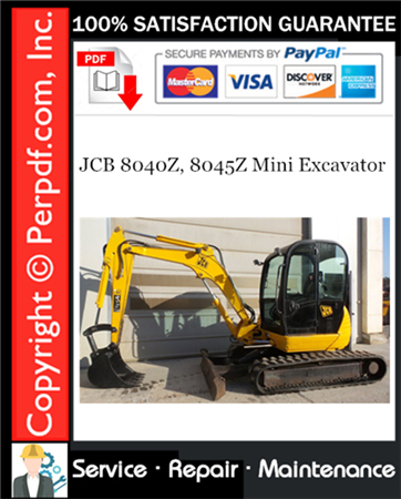 JCB 8040Z, 8045Z Mini Excavator Service Repair Manual