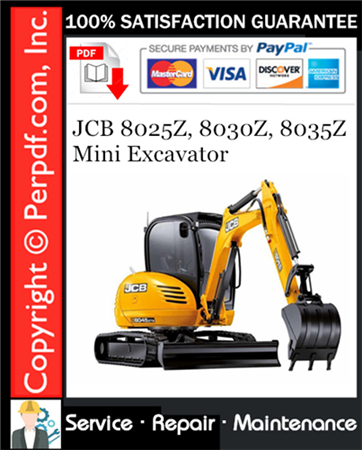 JCB 8025Z, 8030Z, 8035Z Mini Excavator Service Repair Manual