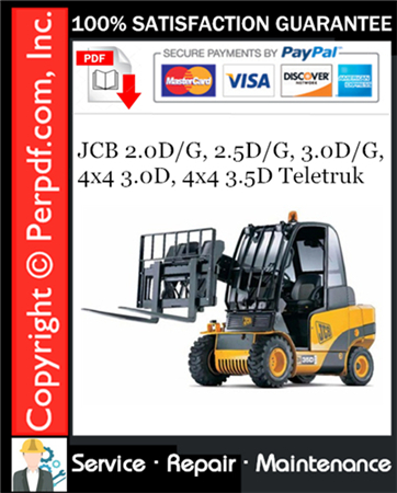 JCB 2.0D/G, 2.5D/G, 3.0D/G, 4x4 3.0D, 4x4 3.5D Teletruk Service Repair Manual