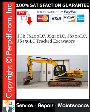 JCB JS200LC, JS240LC, JS300LC, JS450LC Tracked Excavators Service Repair Manual
