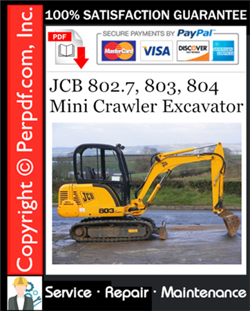 JCB 802.7, 803, 804 Mini Crawler Excavator Service Repair Manual