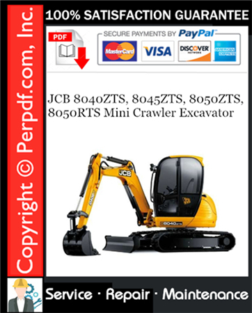 JCB 8040ZTS, 8045ZTS, 8050ZTS, 8050RTS Mini Crawler Excavator Service Repair Manual