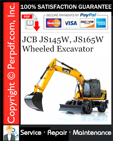 JCB JS145W, JS165W Wheeled Excavator Service Repair Manual