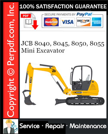 JCB 8040, 8045, 8050, 8055 Mini Excavator Service Repair Manual