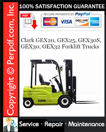 Clark GEX20, GEX25, GEX30S, GEX30, GEX32 Forklift Trucks Service Repair Manual