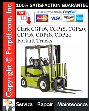 Clark CGP16, CGP18, CGP20, CDP16, CDP18, CDP20 Forklift Trucks Service Repair Manual