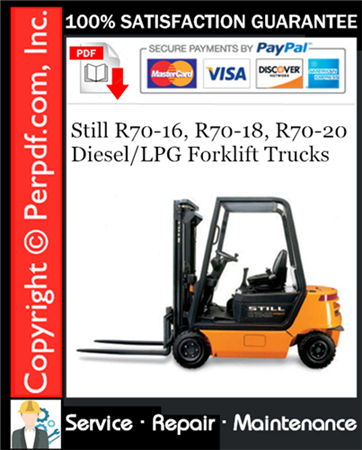 Still R70-16, R70-18, R70-20 Diesel/LPG Forklift Trucks Service Repair Manual