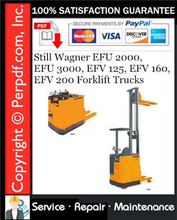 Still Wagner EFU 2000, EFU 3000, EFV 125, EFV 160, EFV 200 Forklift Trucks Service Repair Manual