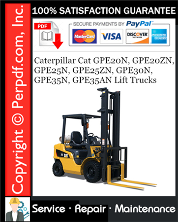 Caterpillar Cat GPE20N, GPE20ZN, GPE25N, GPE25ZN, GPE30N, GPE35N, GPE35AN Lift Trucks