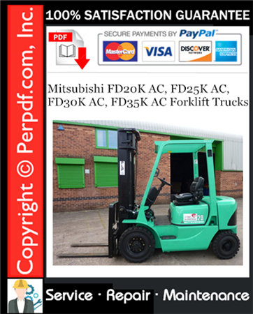 Mitsubishi FD20K AC, FD25K AC, FD30K AC, FD35K AC Forklift Trucks Service Repair Manual