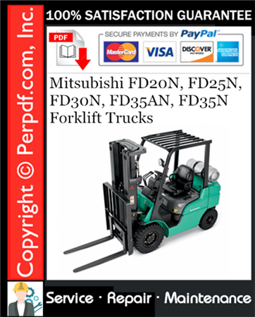 Mitsubishi FD20N, FD25N, FD30N, FD35AN, FD35N Forklift Trucks Service Repair Manual