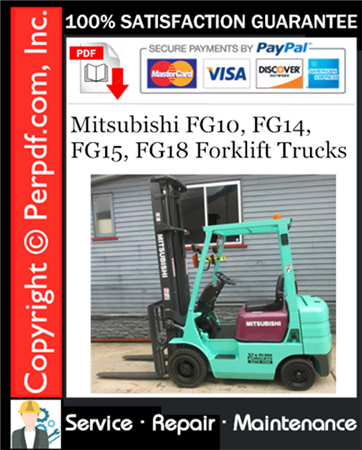 Mitsubishi FG10, FG14, FG15, FG18 Forklift Trucks Service Repair Manual