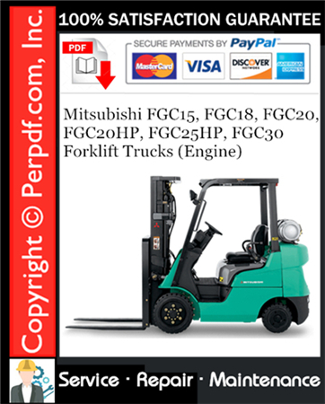 Mitsubishi FGC15, FGC18, FGC20, FGC20HP, FGC25HP, FGC30 Forklift Trucks (Engine)