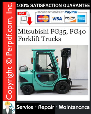 Mitsubishi FG35, FG40 Forklift Trucks Service Repair Manual