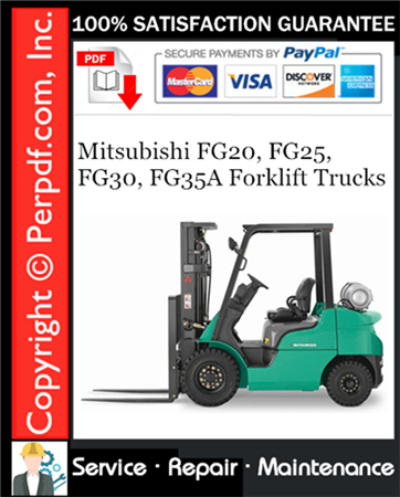 Mitsubishi FG20, FG25, FG30, FG35A Forklift Trucks Service Repair Manual