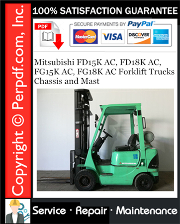 Mitsubishi FD15K AC, FD18K AC, FG15K AC, FG18K AC Forklift Trucks Chassis and Mast