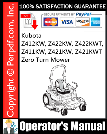 Kubota Z412KW, Z422KW, Z422KWT, Z411KW, Z421KW, Z421KWT Zero Turn Mower