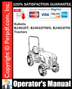 Kubota B2401DT, B2401DTWO, B2401DTN Tractors Operator's Manual