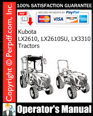 Kubota LX2610, LX2610SU, LX3310 Tractors Operator's Manual