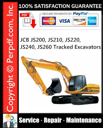 JCB JS200, JS210, JS220, JS240, JS260 Tracked Excavators