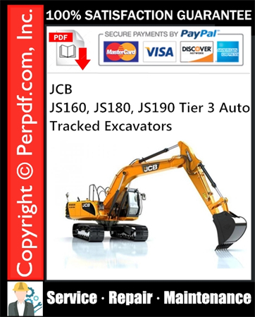 JCB JS160, JS180, JS190 Tier 3 Auto Tracked Excavators