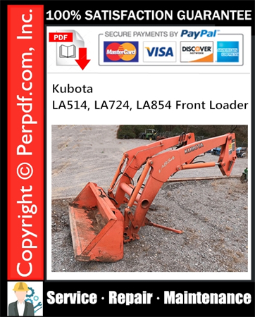 Kubota LA514, LA724, LA854 Front Loader Service Repair Manual