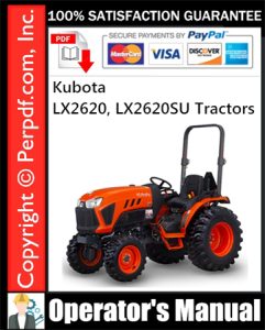 Kubota LX2620, LX2620SU Tractors Operator's Manual Download