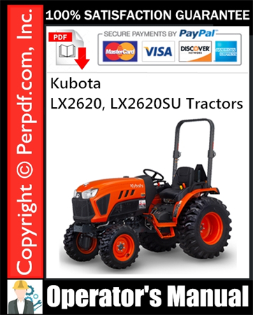 Kubota LX2620, LX2620SU Tractors Operator's Manual Download